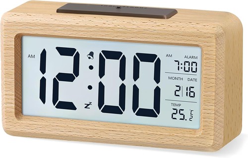 Digital alarm clock wooden - digital,